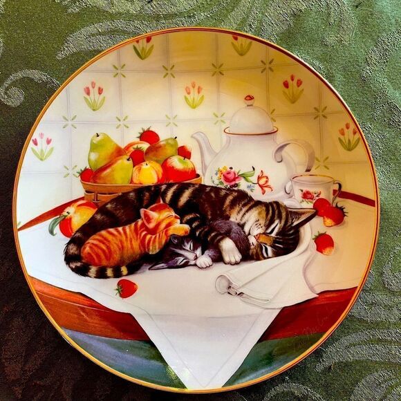 CAT PLATE CAT NAP VINTAGE FRANKLIN MINT HEIRLOOM LIMITED EDITION - Picture 1 of 2